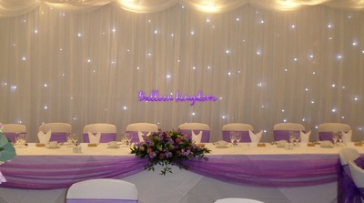 top table backdrop with lights