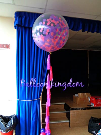 confetti balloon with tassles