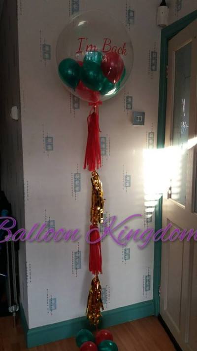 Personalised balloon with mini balloons inside and tassel tail 