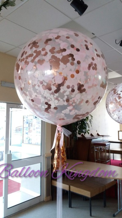 rose gold and light pink giant confetti balloon