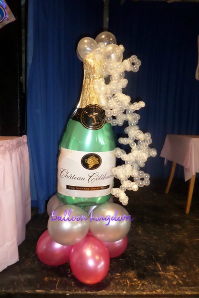 personalised balloon  champagne bottle with bubbles