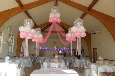 pink and white cloud 9 balloon canopy
