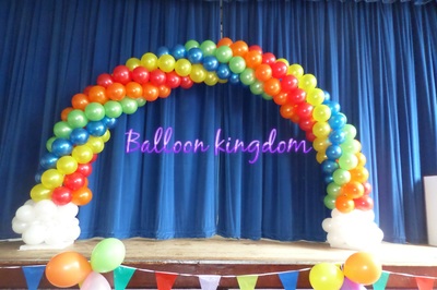 large rainbow balloon arch