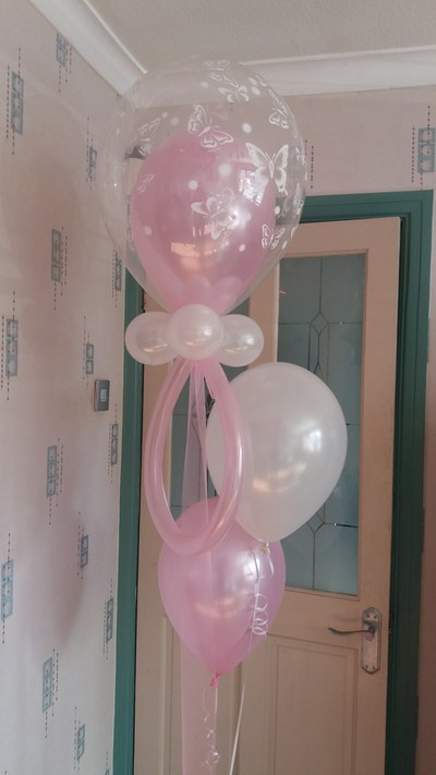 pink baby dummy balloon bouquet 