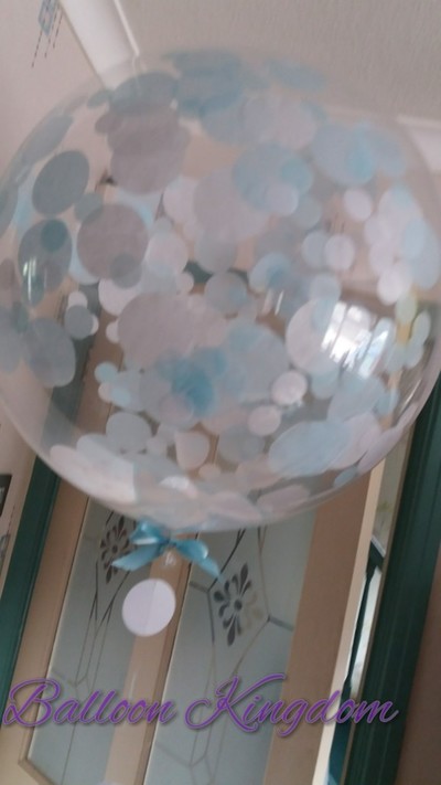 Light blue and silver giant confetti balloon