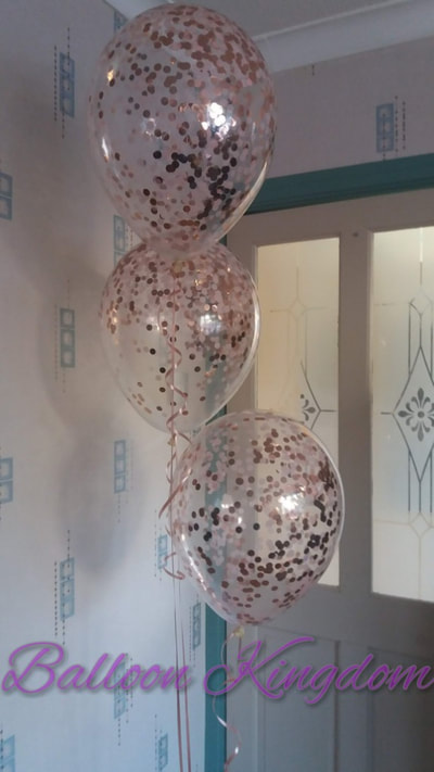 1cm rose gold and light pink confetti balloons