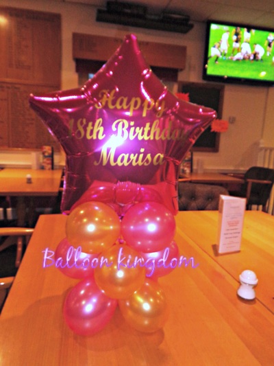 balloon centerpiece with personalised foil top