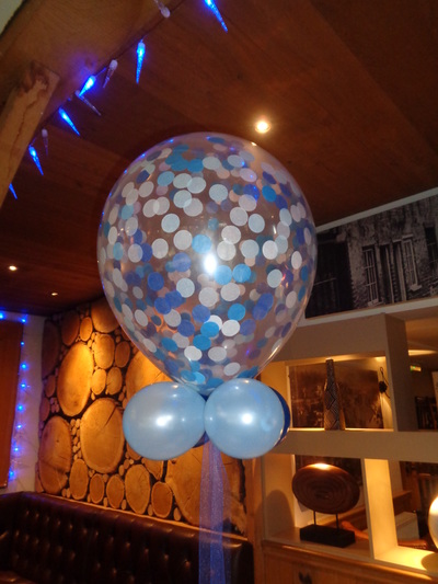 16" blue confetti balloon
