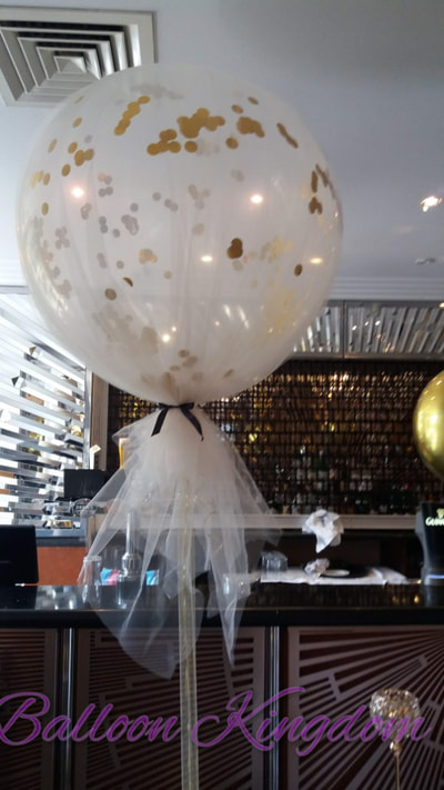 giant 3 foot tulle fabric covered confetti balloon