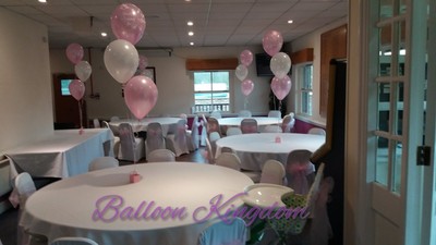 pink and white Christening  balloons