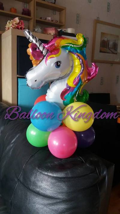 rainbow unicorn balloon centerpiece